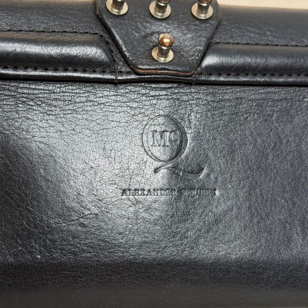 Alexander McQueen Studded Leather Continental Wallet Black Made in Italy - Picture 2 of 12